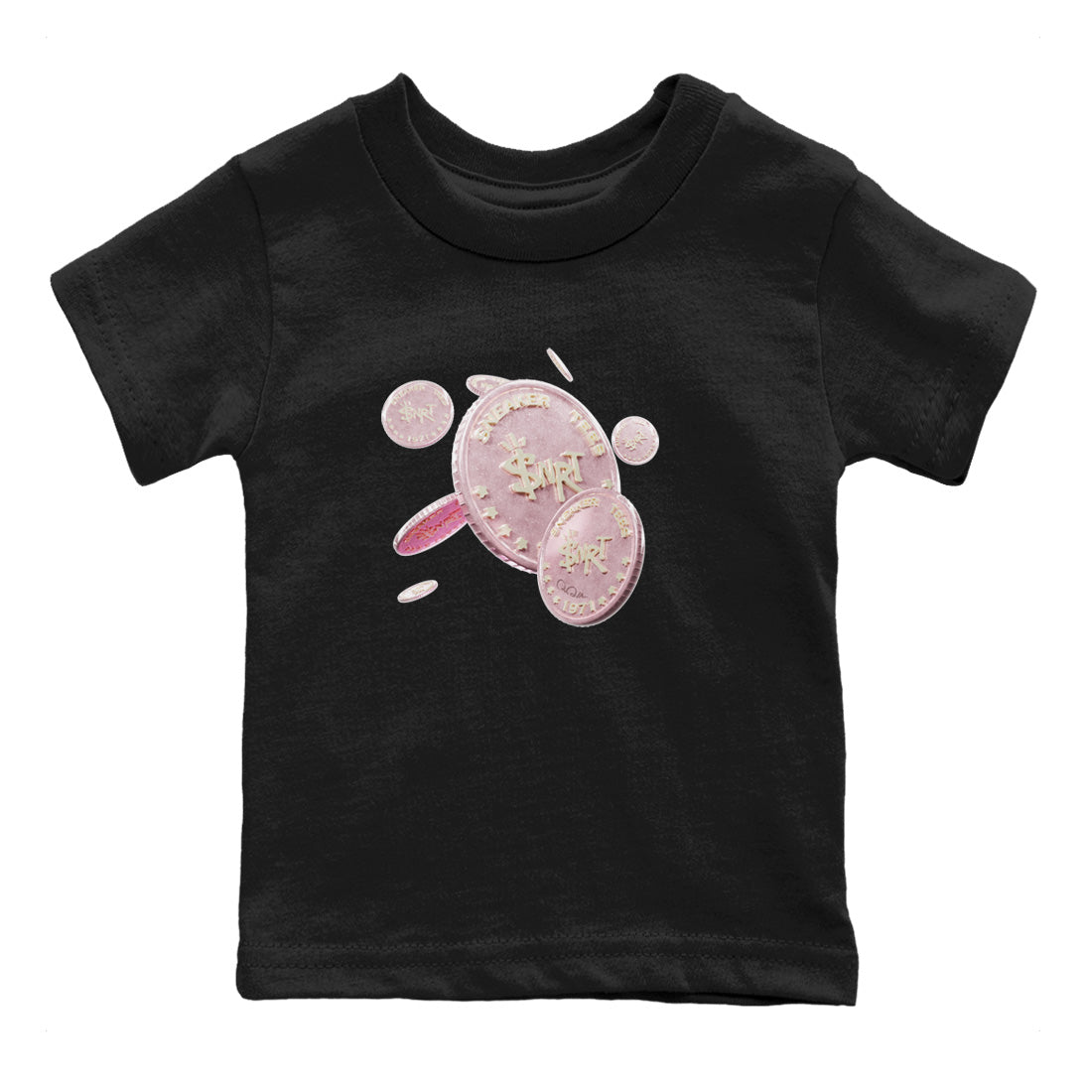AJ1 Retro High OG Washed Pink Sneaker Match Tees Coin Drop Sneaker Tees AJ1 Retro High OG Washed Pink Sneaker Release Tees Kids Shirts Black 2