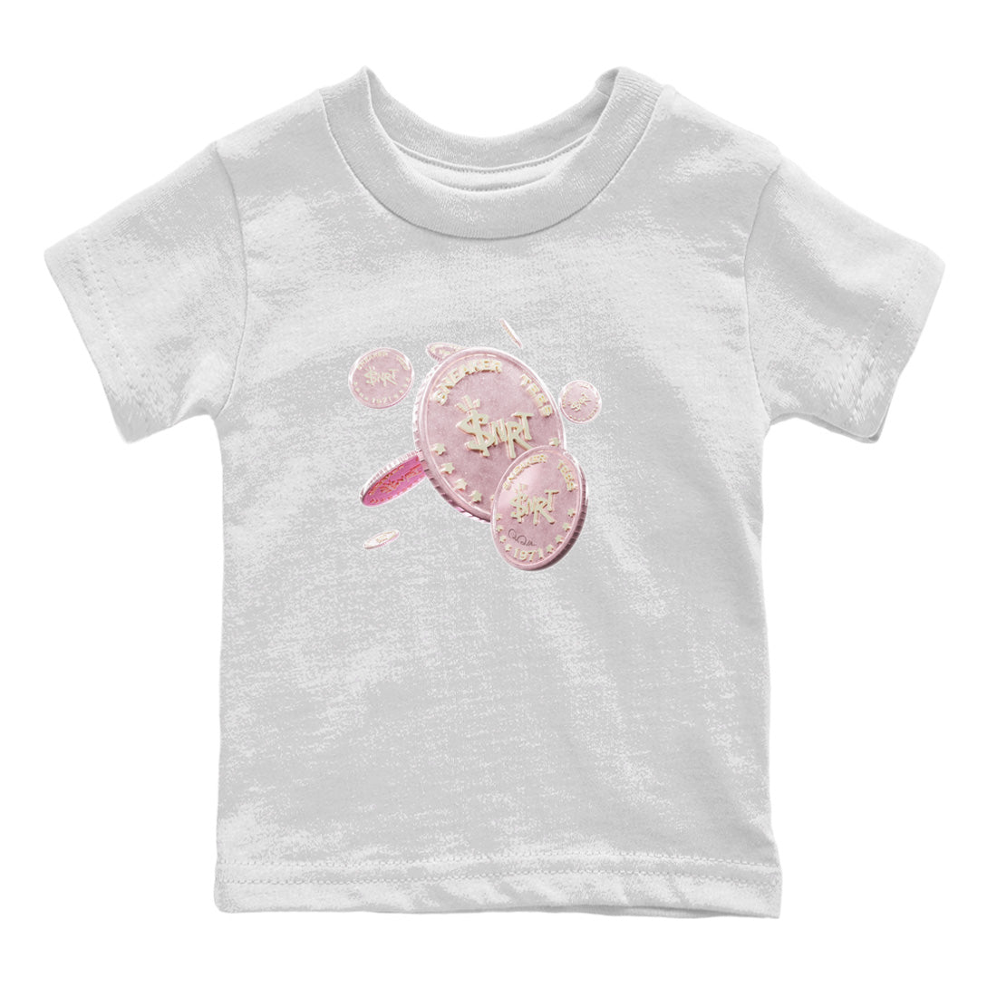 AJ1 Retro High OG Washed Pink Sneaker Match Tees Coin Drop Sneaker Tees AJ1 Retro High OG Washed Pink Sneaker Release Tees Kids Shirts White 2