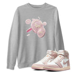 AJ1 Retro High OG Washed Pink Sneaker Match Tees Coin Drop Sneaker Tees AJ1 Retro High OG Washed Pink Sneaker Release Tees Unisex Shirts Heather Grey 1