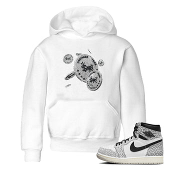 Air Jordan 1 White Cement Sneaker Match Tees Coin Drop Sneaker Tees Air Jordan 1 White Cement Sneaker Release Tees Kids Shirts White 1