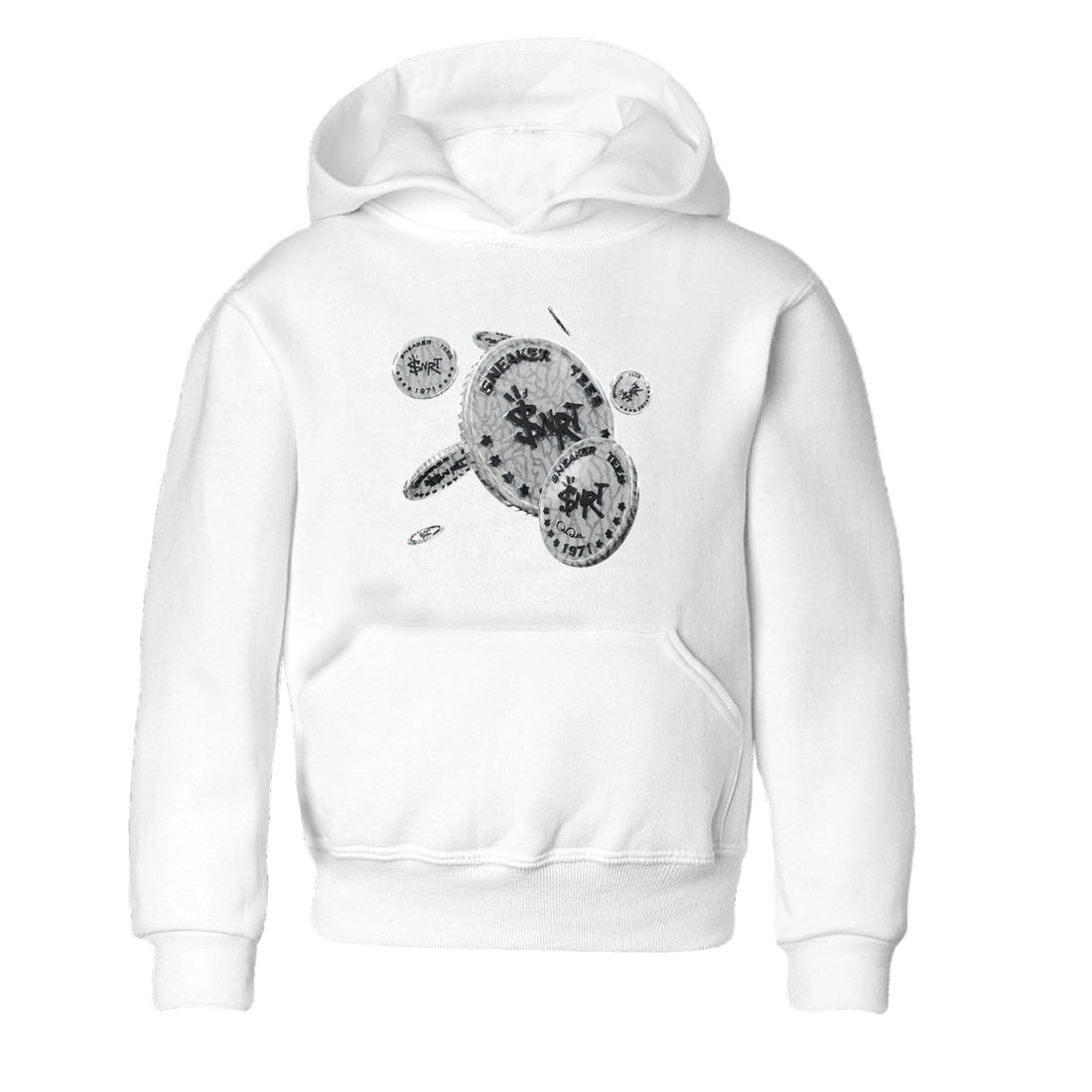 Air Jordan 1 White Cement Sneaker Match Tees Coin Drop Sneaker Tees Air Jordan 1 White Cement Sneaker Release Tees Kids Shirts White 2