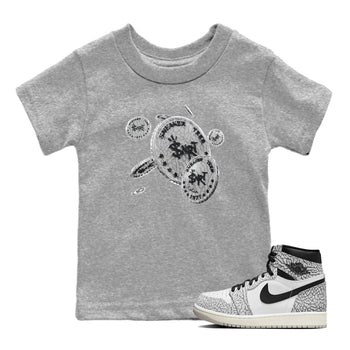 Air Jordan 1 White Cement Sneaker Match Tees Coin Drop Sneaker Tees Air Jordan 1 White Cement Sneaker Release Tees Kids Shirts Heather Grey 1