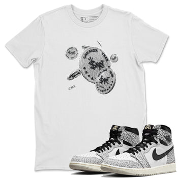 Air Jordan 1 White Cement Sneaker Match Tees Coin Drop Sneaker Tees Air Jordan 1 White Cement Sneaker Release Tees Unisex Shirts White 1