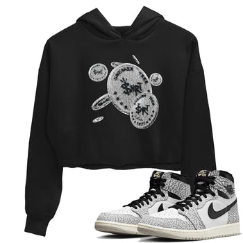 Air Jordan 1 White Cement Sneaker Match Tees Coin Drop Sneaker Tees Air Jordan 1 White Cement Sneaker Release Tees Women's Shirts Black 1