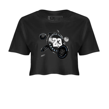 11s Black and Varsity Royal shirt to match jordans Coin Drop sneaker tees Air Jordan 11 Black/Varsity Royal SNRT Sneaker Release Tees Black 2 Crop T-Shirt