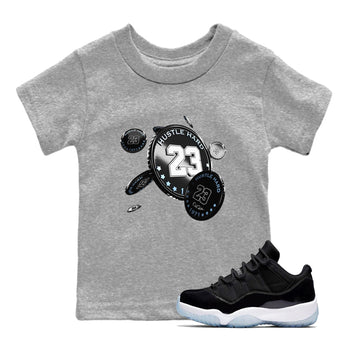 11s Black and Varsity Royal shirt to match jordans Coin Drop sneaker tees Air Jordan 11 Black/Varsity Royal SNRT Sneaker Release Tees Baby Toddler Heather Grey 1 T-Shirt