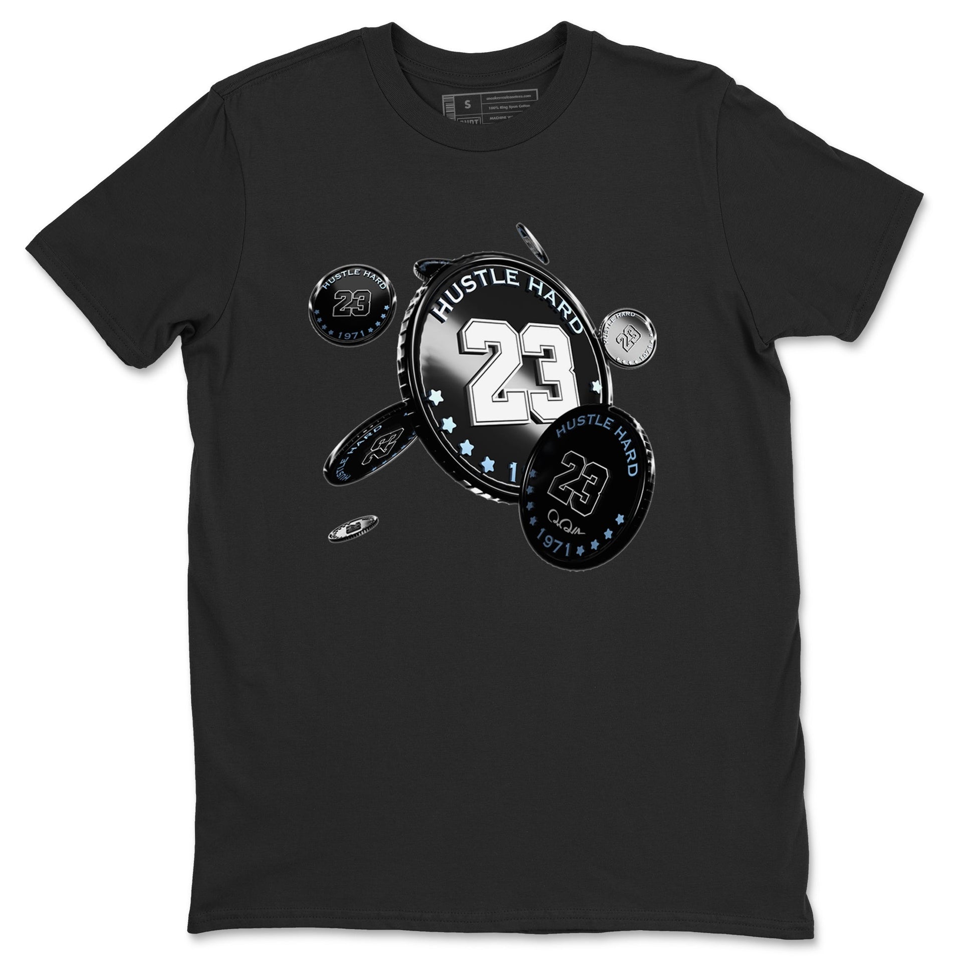 11s Black and Varsity Royal shirt to match jordans Coin Drop sneaker tees Air Jordan 11 Black/Varsity Royal SNRT Sneaker Release Tees Unisex Black 2 T-Shirt