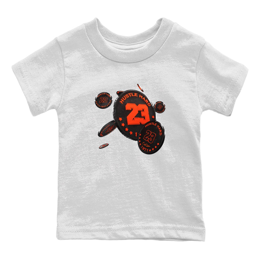 Air Jordan 12 Brilliant Orange Sneaker Match Tees Coin Drop Sneaker Tees AJ12 Brilliant Orange Sneaker Release Tees Kids Shirts White 2