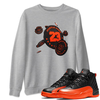 Air Jordan 12 Brilliant Orange Sneaker Match Tees Coin Drop Sneaker Tees AJ12 Brilliant Orange Sneaker Release Tees Unisex Shirts Heather Grey 1