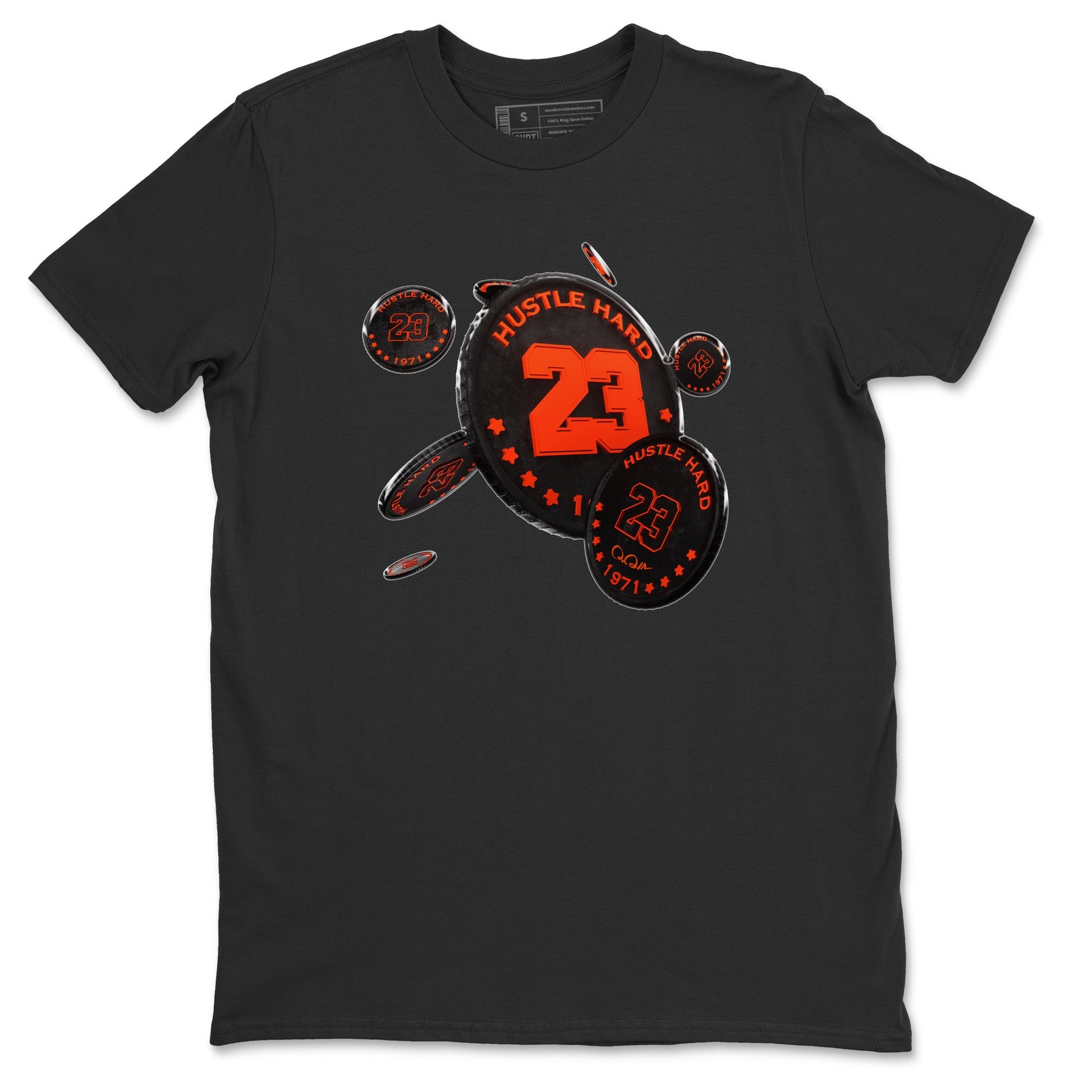 Air Jordan 12 Brilliant Orange Sneaker Match Tees Coin Drop Sneaker Tees AJ12 Brilliant Orange Sneaker Release Tees Unisex Shirts Black 2