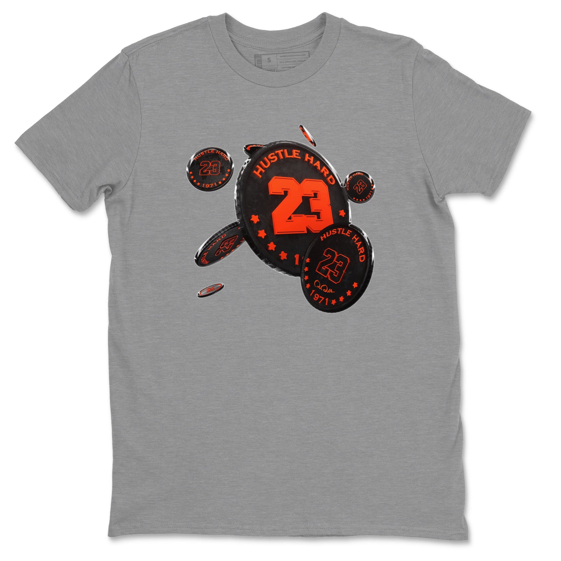 Air Jordan 12 Brilliant Orange Sneaker Match Tees Coin Drop Sneaker Tees AJ12 Brilliant Orange Sneaker Release Tees Unisex Shirts Heather Grey 2