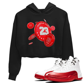 Air Jordan 12 Cherry Sneaker Match Tees Coin Drop Sneaker Tees AJ12 Cherry Sneaker Release Tees Women's Shirts Black 1