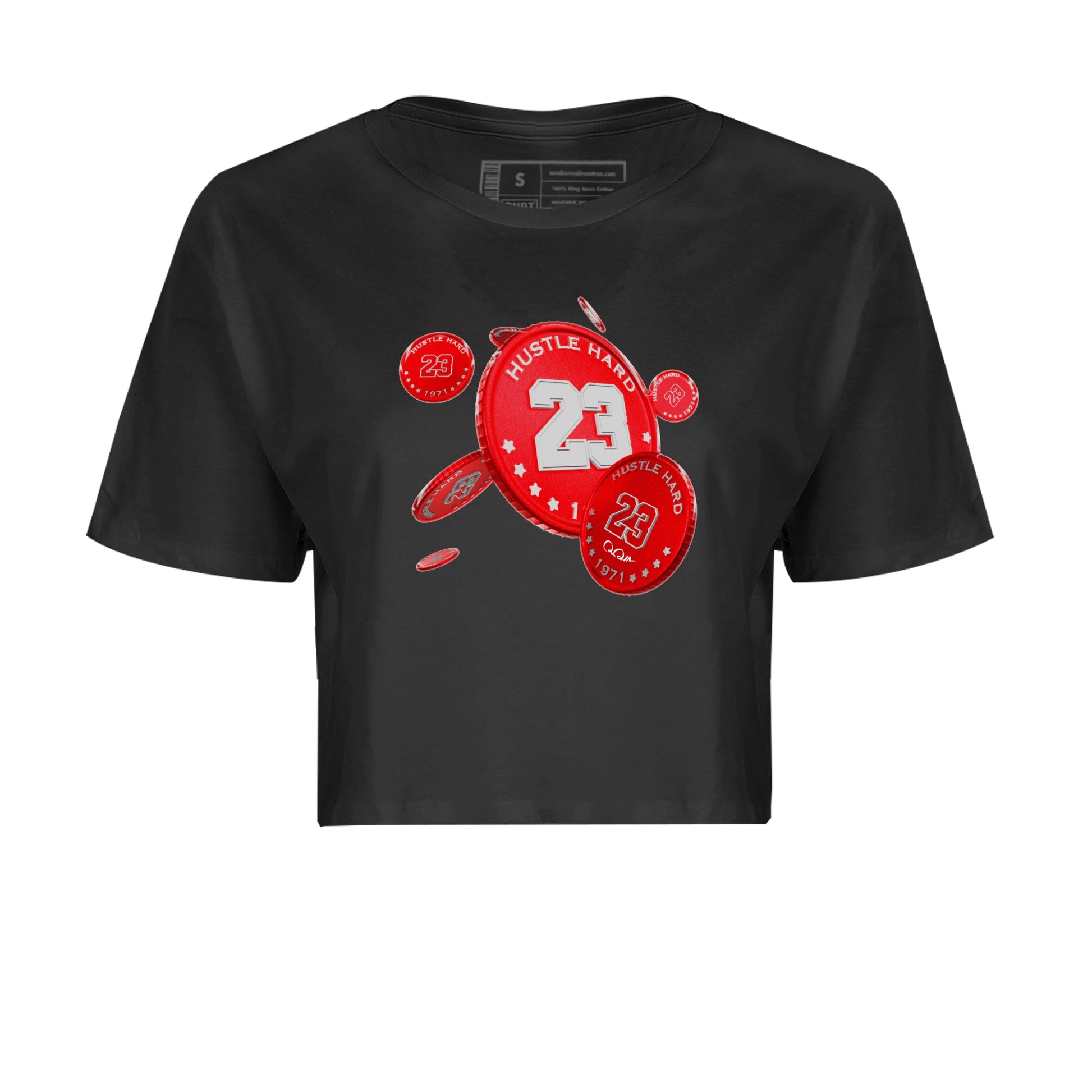 Air Jordan 12 Cherry Sneaker Match Tees Coin Drop Sneaker Tees AJ12 Cherry Sneaker Release Tees Women's Shirts Black 2