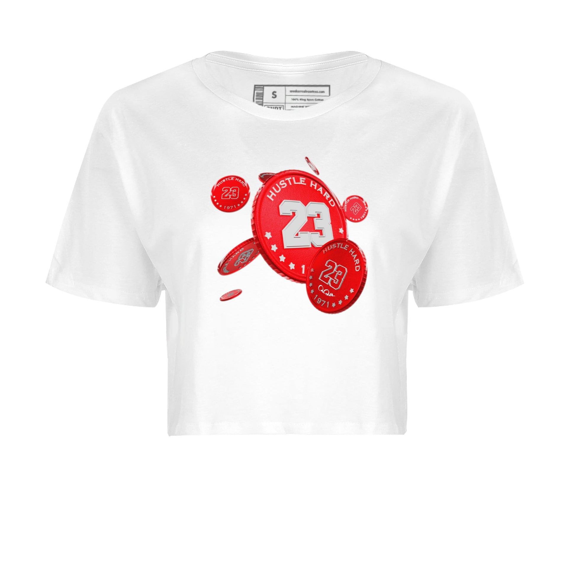 Air Jordan 12 Cherry Sneaker Match Tees Coin Drop Sneaker Tees AJ12 Cherry Sneaker Release Tees Women's Shirts White 2