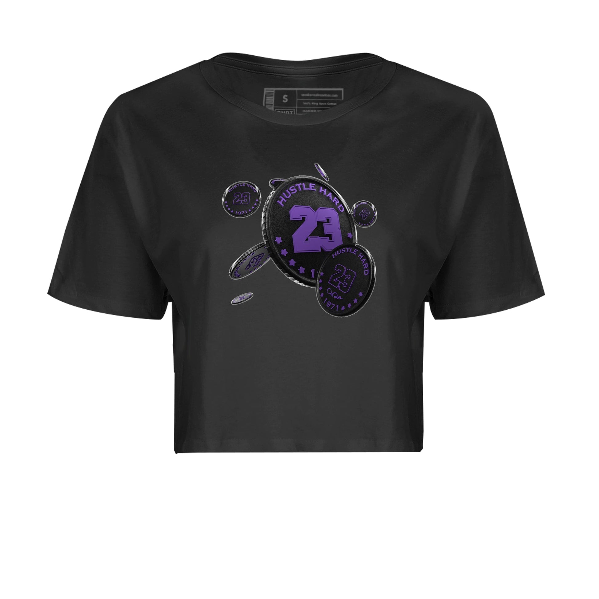 Air Jordan 12 Field Purple Sneaker Match Tees Coin Drop Sneaker Tees AJJordan 12 Lakers Sneaker Release Tees Women's Shirts Black 2