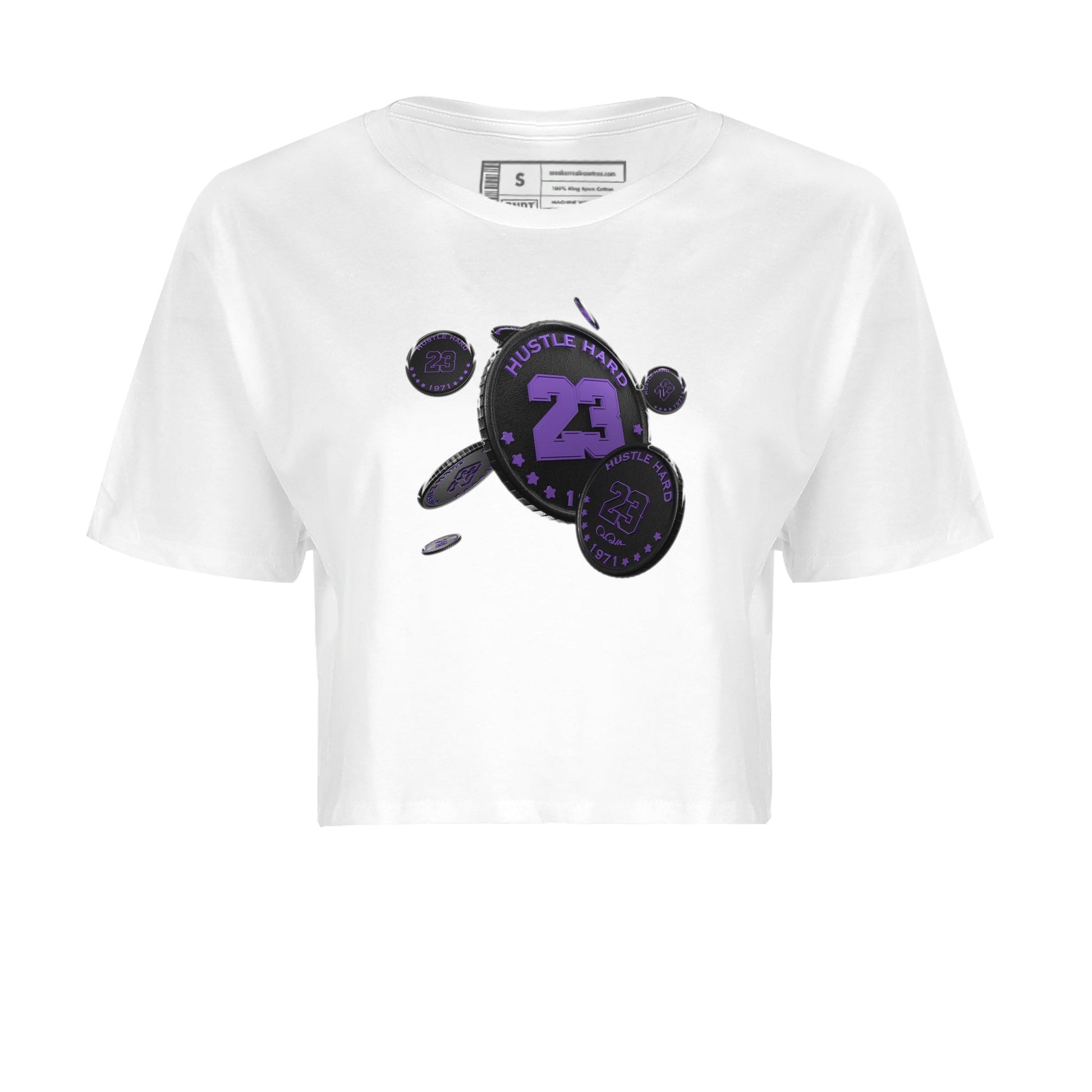 Air Jordan 12 Field Purple Sneaker Match Tees Coin Drop Sneaker Tees AJJordan 12 Lakers Sneaker Release Tees Women's Shirts White 2