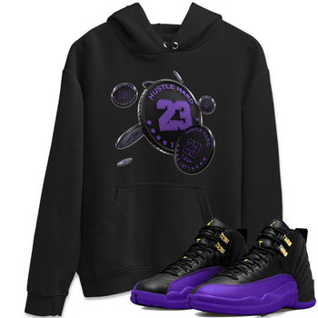Air Jordan 12 Field Purple Sneaker Match Tees Coin Drop Sneaker Tees AJJordan 12 Lakers Sneaker Release Tees Unisex Shirts Black 1