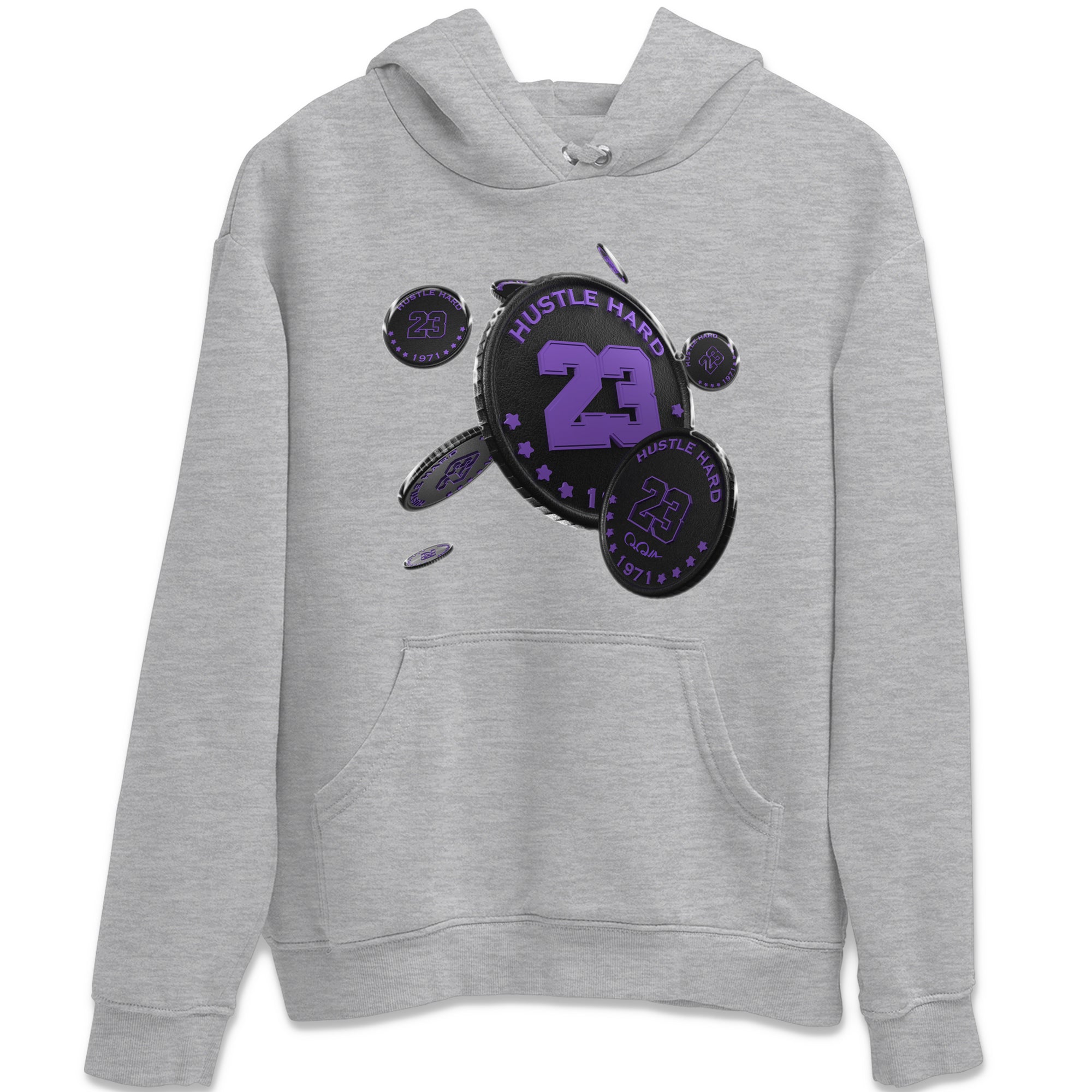 Air Jordan 12 Field Purple Sneaker Match Tees Coin Drop Sneaker Tees AJJordan 12 Lakers Sneaker Release Tees Unisex Shirts Heather Grey 2