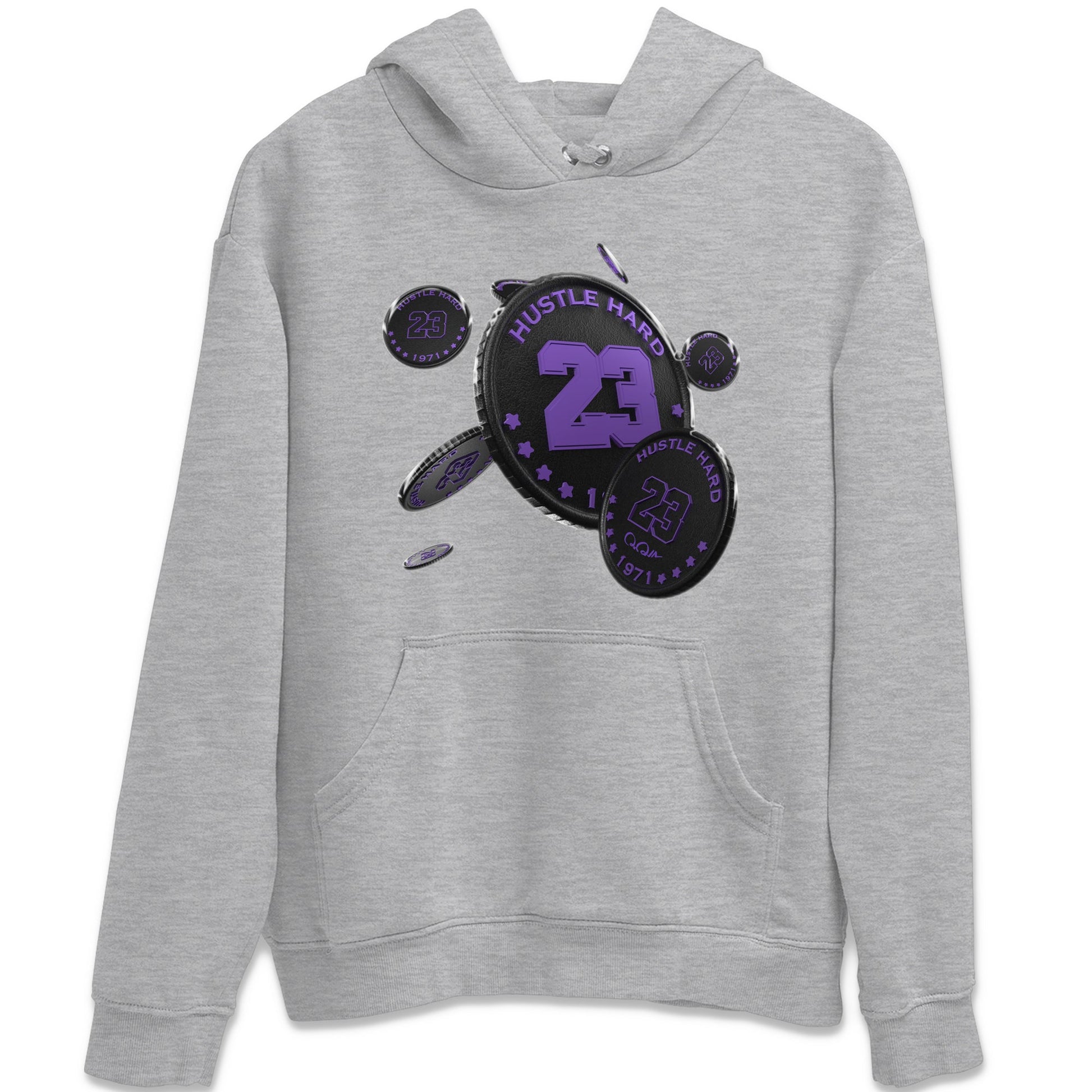 Air Jordan 12 Field Purple Sneaker Match Tees Coin Drop Sneaker Tees AJJordan 12 Lakers Sneaker Release Tees Unisex Shirts Heather Grey 2