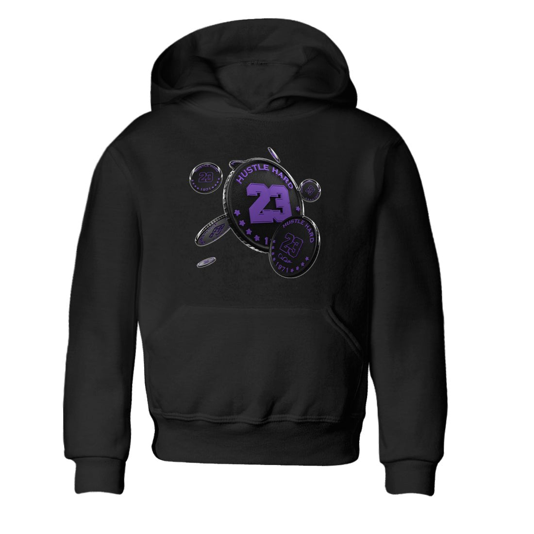 Air Jordan 12 Field Purple Sneaker Match Tees Coin Drop Sneaker Tees AJJordan 12 Lakers Sneaker Release Tees Kids Shirts Black 2