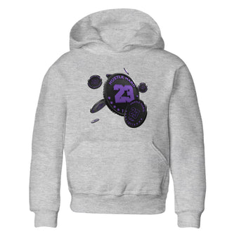 Air Jordan 12 Field Purple Sneaker Match Tees Coin Drop Sneaker Tees AJJordan 12 Lakers Sneaker Release Tees Kids Shirts Heather Grey 2