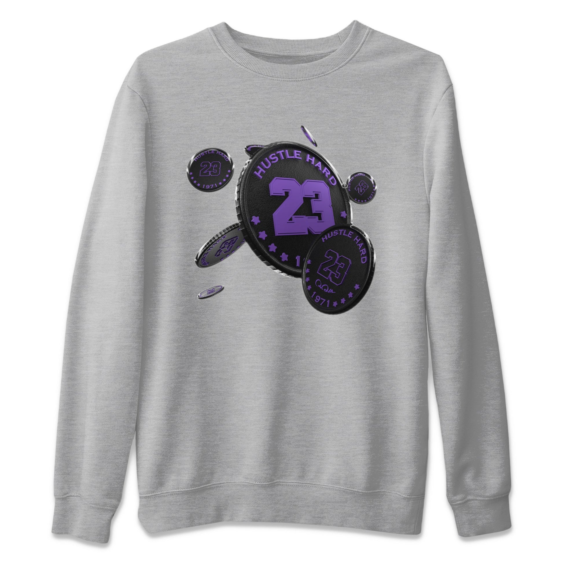 Air Jordan 12 Field Purple Sneaker Match Tees Coin Drop Sneaker Tees AJJordan 12 Lakers Sneaker Release Tees Unisex Shirts Heather Grey 2