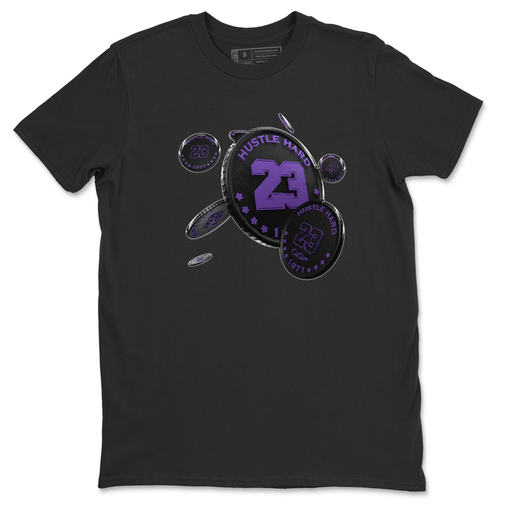 Air Jordan 12 Field Purple Sneaker Match Tees Coin Drop Sneaker Tees AJJordan 12 Lakers Sneaker Release Tees Unisex Shirts Black 2