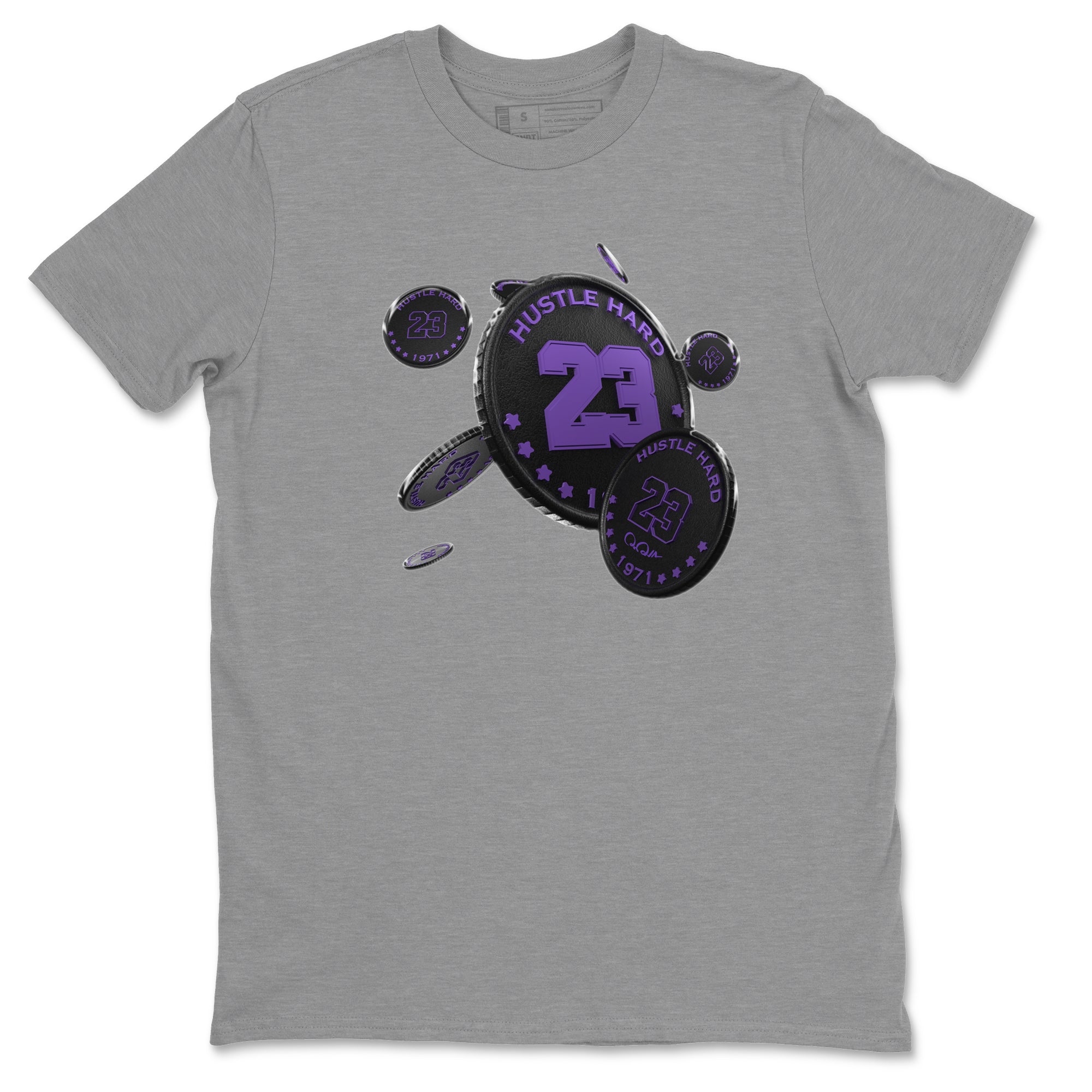 Air Jordan 12 Field Purple Sneaker Match Tees Coin Drop Sneaker Tees AJJordan 12 Lakers Sneaker Release Tees Unisex Shirts Heather Grey 2