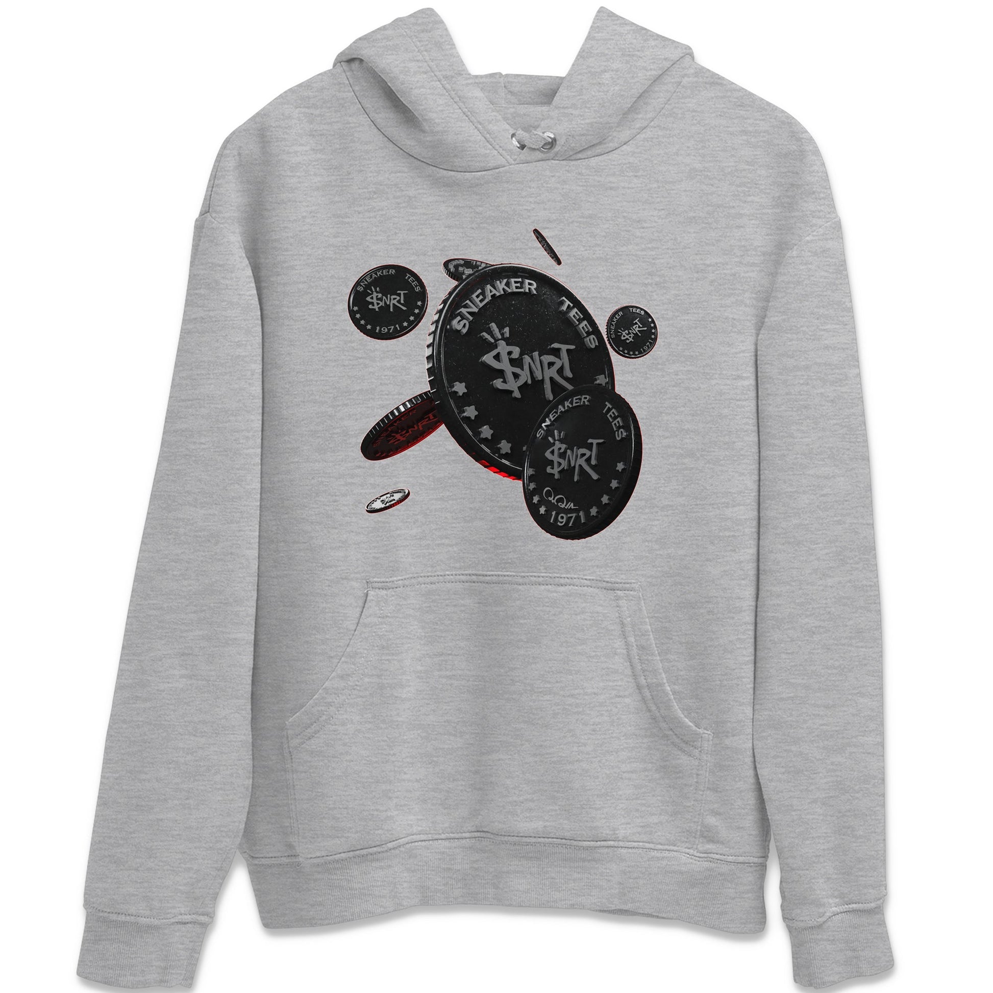 Air Jordan 13 Black Flint Sneaker Match Tees Coin Drop Sneaker Tees AJ13 Retro Black Flint Sneaker Release Tees Unisex Shirts Heather Grey 2