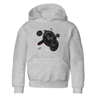 Air Jordan 13 Black Flint Sneaker Match Tees Coin Drop Sneaker Tees AJ13 Retro Black Flint Sneaker Release Tees Kids Shirts Heather Grey 2