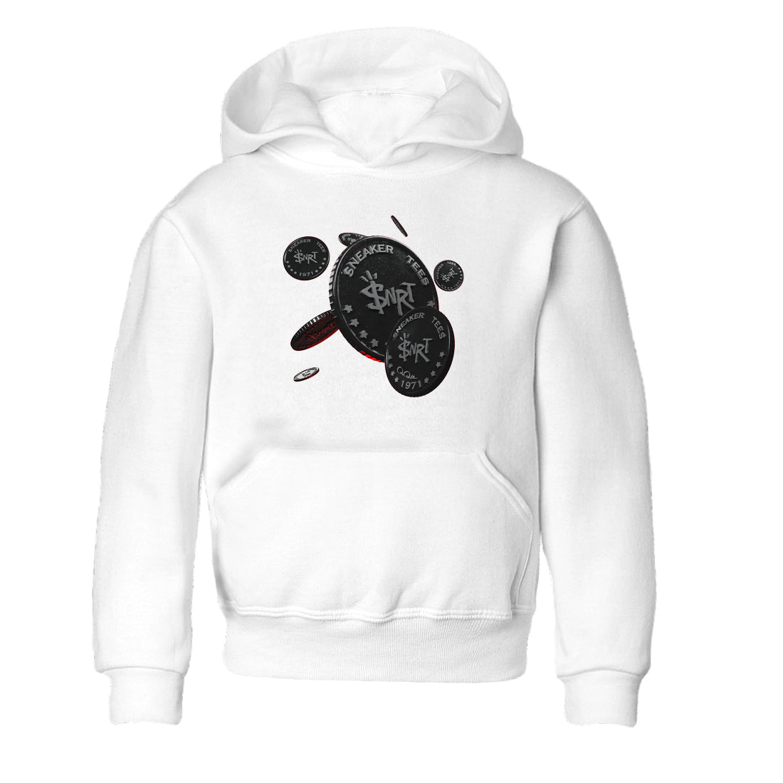 Air Jordan 13 Black Flint Sneaker Match Tees Coin Drop Sneaker Tees AJ13 Retro Black Flint Sneaker Release Tees Kids Shirts White 2