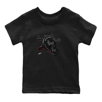 Air Jordan 13 Black Flint Sneaker Match Tees Coin Drop Sneaker Tees AJ13 Retro Black Flint Sneaker Release Tees Kids Shirts Black 2