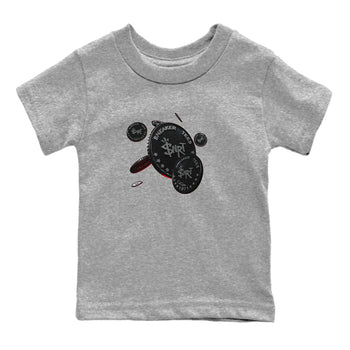 Air Jordan 13 Black Flint Sneaker Match Tees Coin Drop Sneaker Tees AJ13 Retro Black Flint Sneaker Release Tees Kids Shirts Heather Grey 2