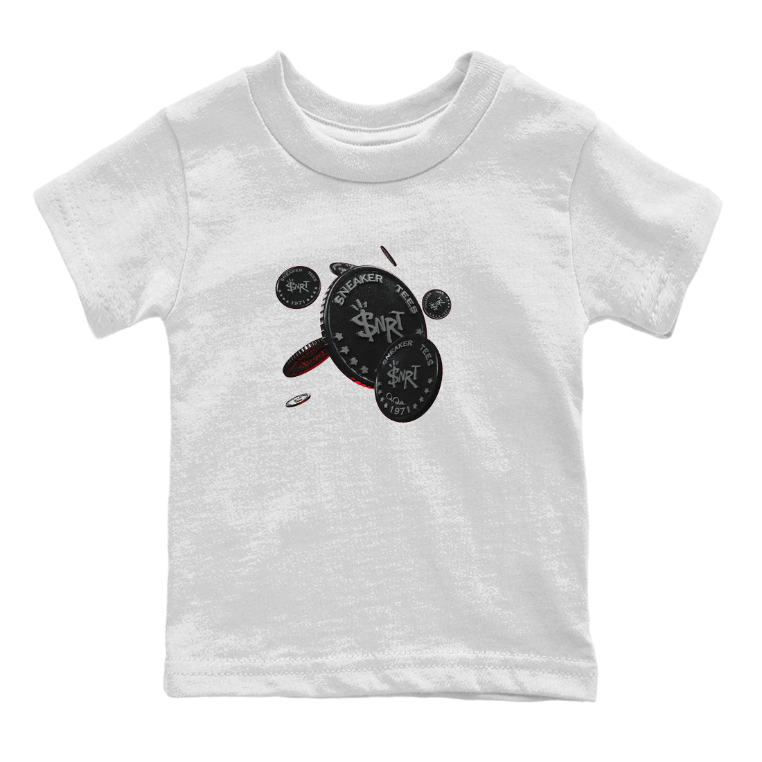 Air Jordan 13 Black Flint Sneaker Match Tees Coin Drop Sneaker Tees AJ13 Retro Black Flint Sneaker Release Tees Kids Shirts White 2