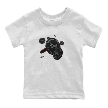 Air Jordan 13 Black Flint Sneaker Match Tees Coin Drop Sneaker Tees AJ13 Retro Black Flint Sneaker Release Tees Kids Shirts White 2