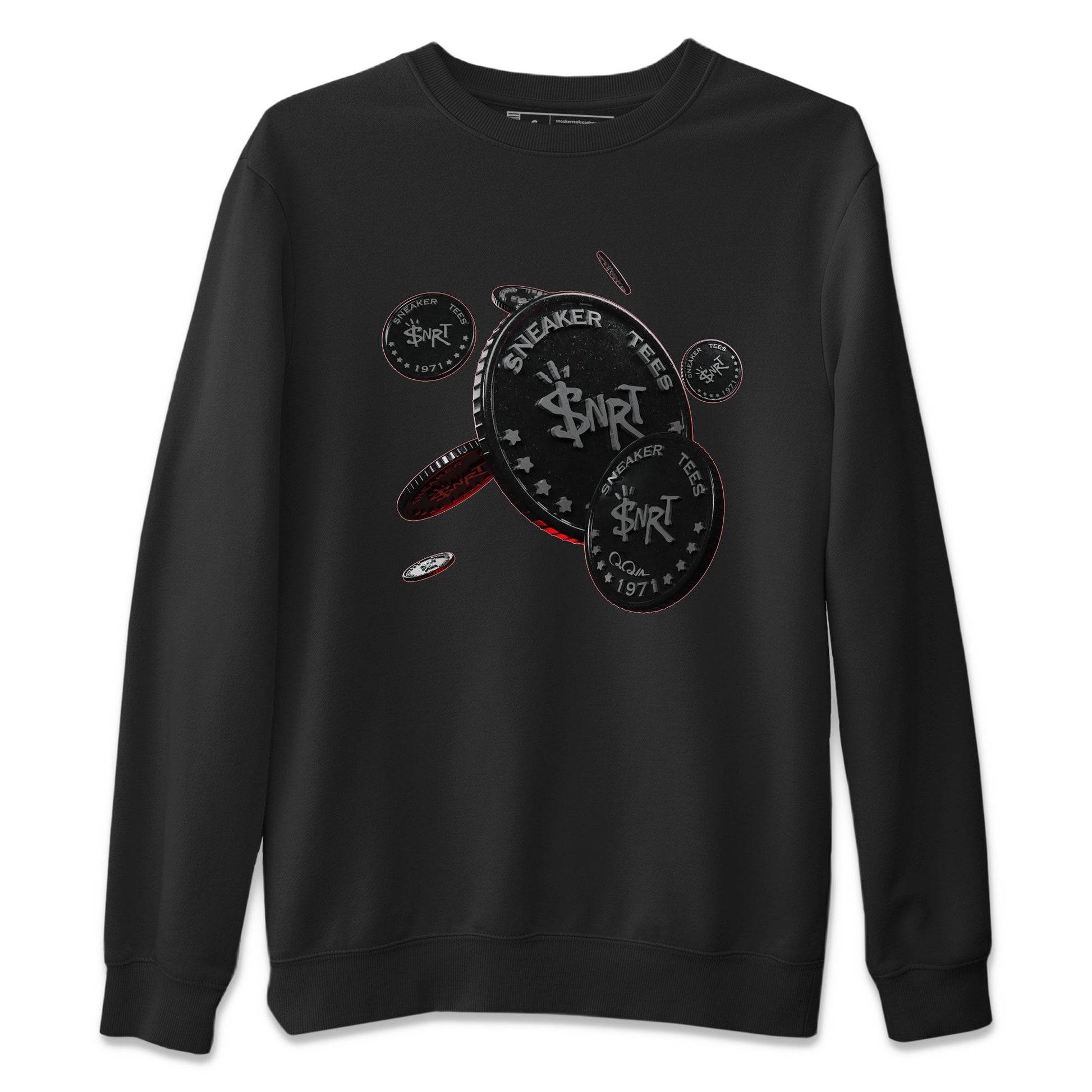 Air Jordan 13 Black Flint Sneaker Match Tees Coin Drop Sneaker Tees AJ13 Retro Black Flint Sneaker Release Tees Unisex Shirts Black 2