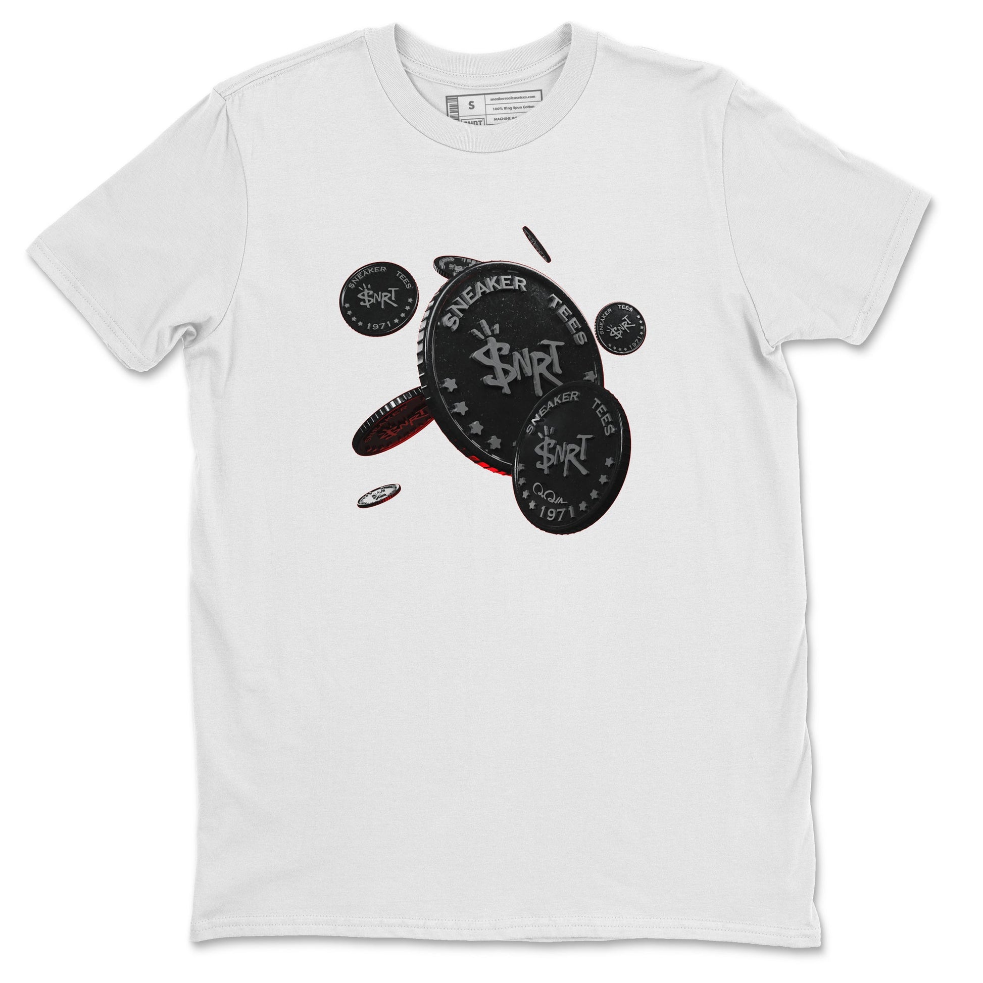 Air Jordan 13 Black Flint Sneaker Match Tees Coin Drop Sneaker Tees AJ13 Retro Black Flint Sneaker Release Tees Unisex Shirts White 2