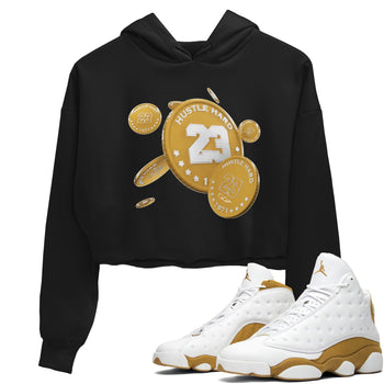 Air Jordan 13 Wheat Sneaker Match Tees Coin Drop Sneaker Tees AJ13 Wheat Sneaker Release Tees Women's Shirts Black 1