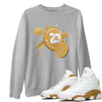 Air Jordan 13 Wheat Sneaker Match Tees Coin Drop Sneaker Tees AJ13 Wheat Sneaker Release Tees Unisex Shirts Heather Grey 1