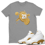 Air Jordan 13 Wheat Sneaker Match Tees Coin Drop Sneaker Tees AJ13 Wheat Sneaker Release Tees Unisex Shirts Heather Grey 1