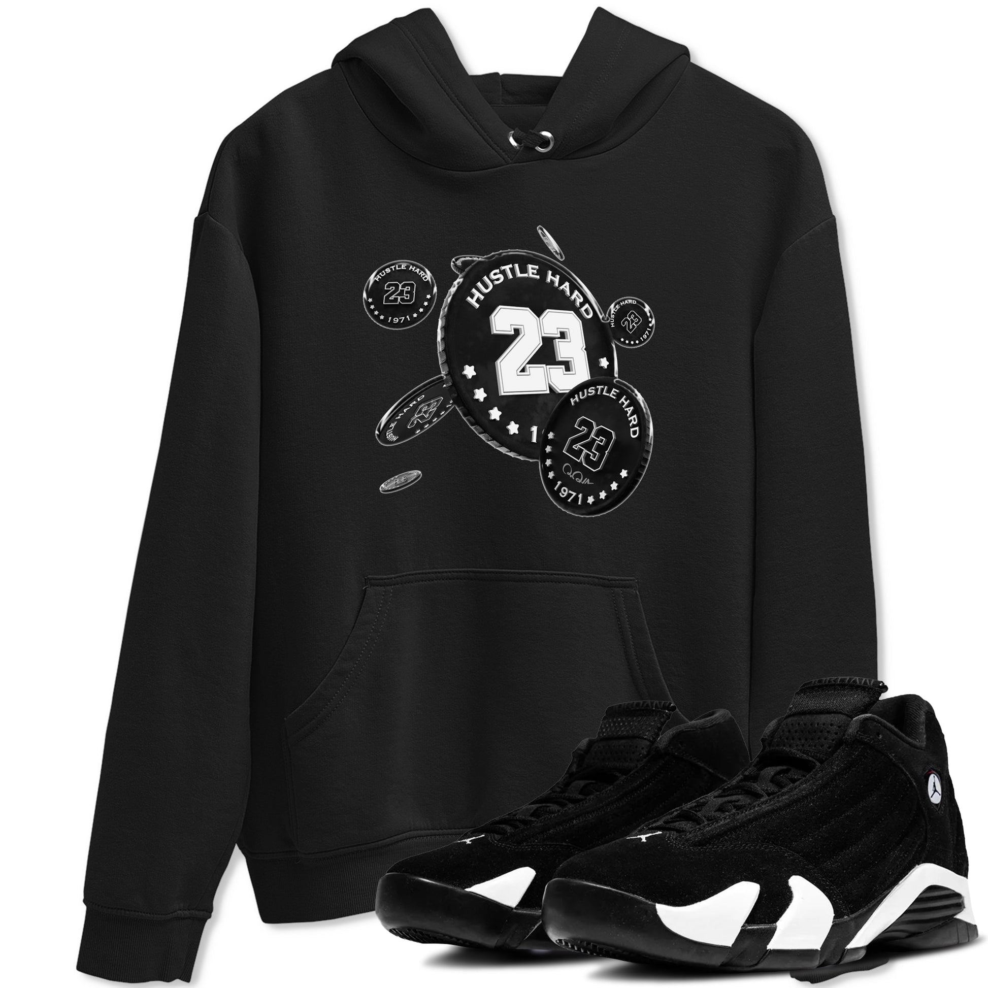 14s Panda shirt to match jordans Coin Drop sneaker tees Air Jordan 14 Panda SNRT Sneaker Release Tees Unisex Black 1 T-Shirt