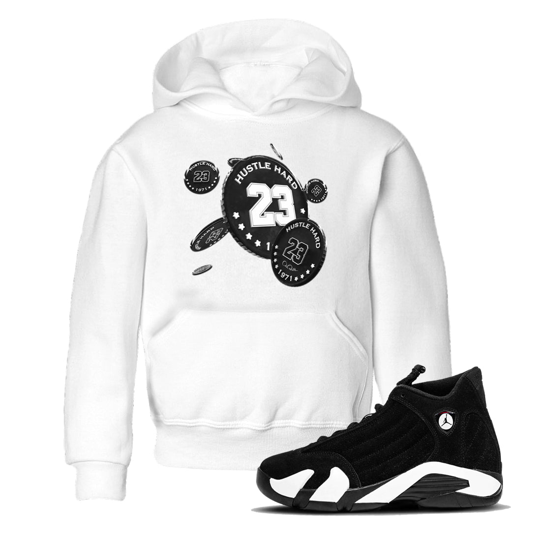 14s Panda shirt to match jordans Coin Drop sneaker tees Air Jordan 14 Panda SNRT Sneaker Release Tees Baby Toddler White 1 T-Shirt