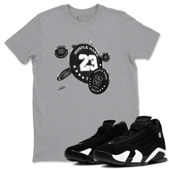 14s Panda shirt to match jordans Coin Drop sneaker tees Air Jordan 14 Panda SNRT Sneaker Release Tees Unisex Heather Grey 1 T-Shirt