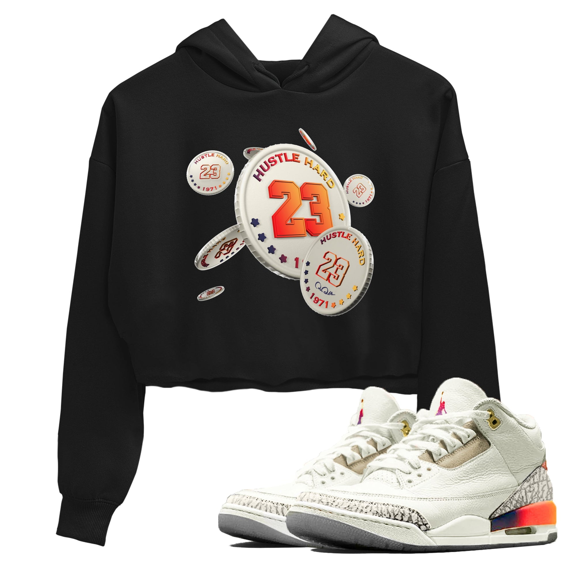 Air Jordan 3 J Balvin shirt to match jordans Coin Drop sneaker tees AJ3 Balvin  SNRT Sneaker Release Tees LGBTQ Gay Pride T-Shirt Black 1 Crop T-Shirt