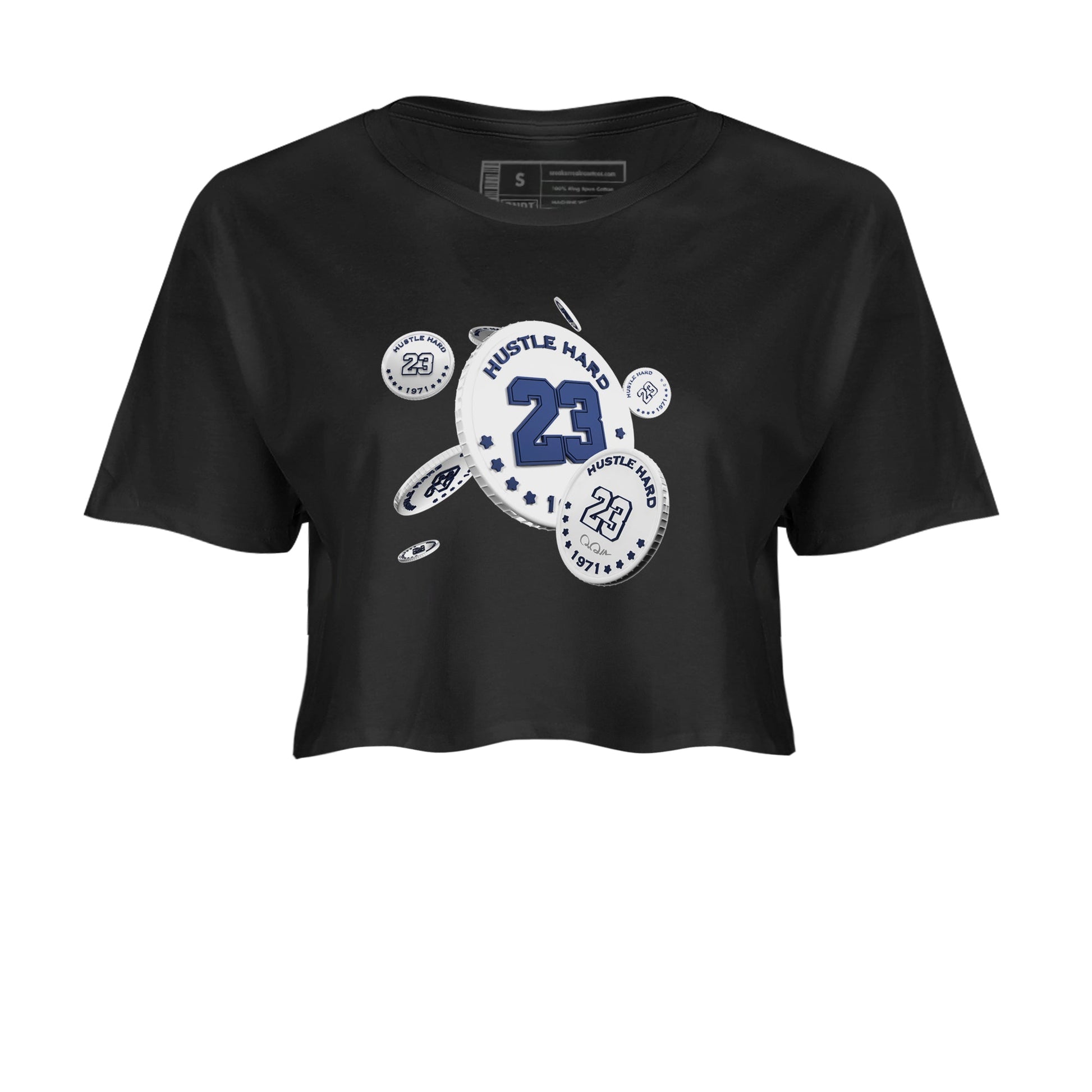 3s Midnight Navy shirt to match jordans Coin Drop sneaker tees AJ3 Midnight Navy SNRT Sneaker Release Tees Black 2 crop length shirt