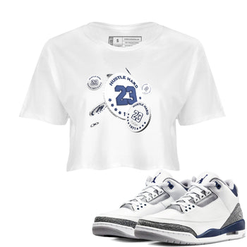 3s Midnight Navy shirt to match jordans Coin Drop sneaker tees AJ3 Midnight Navy SNRT Sneaker Release Tees White 1 crop length shirt