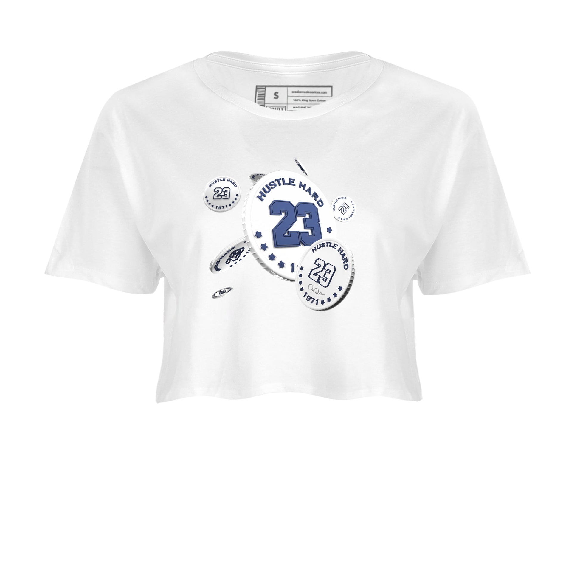 3s Midnight Navy shirt to match jordans Coin Drop sneaker tees AJ3 Midnight Navy SNRT Sneaker Release Tees White 2 crop length shirt