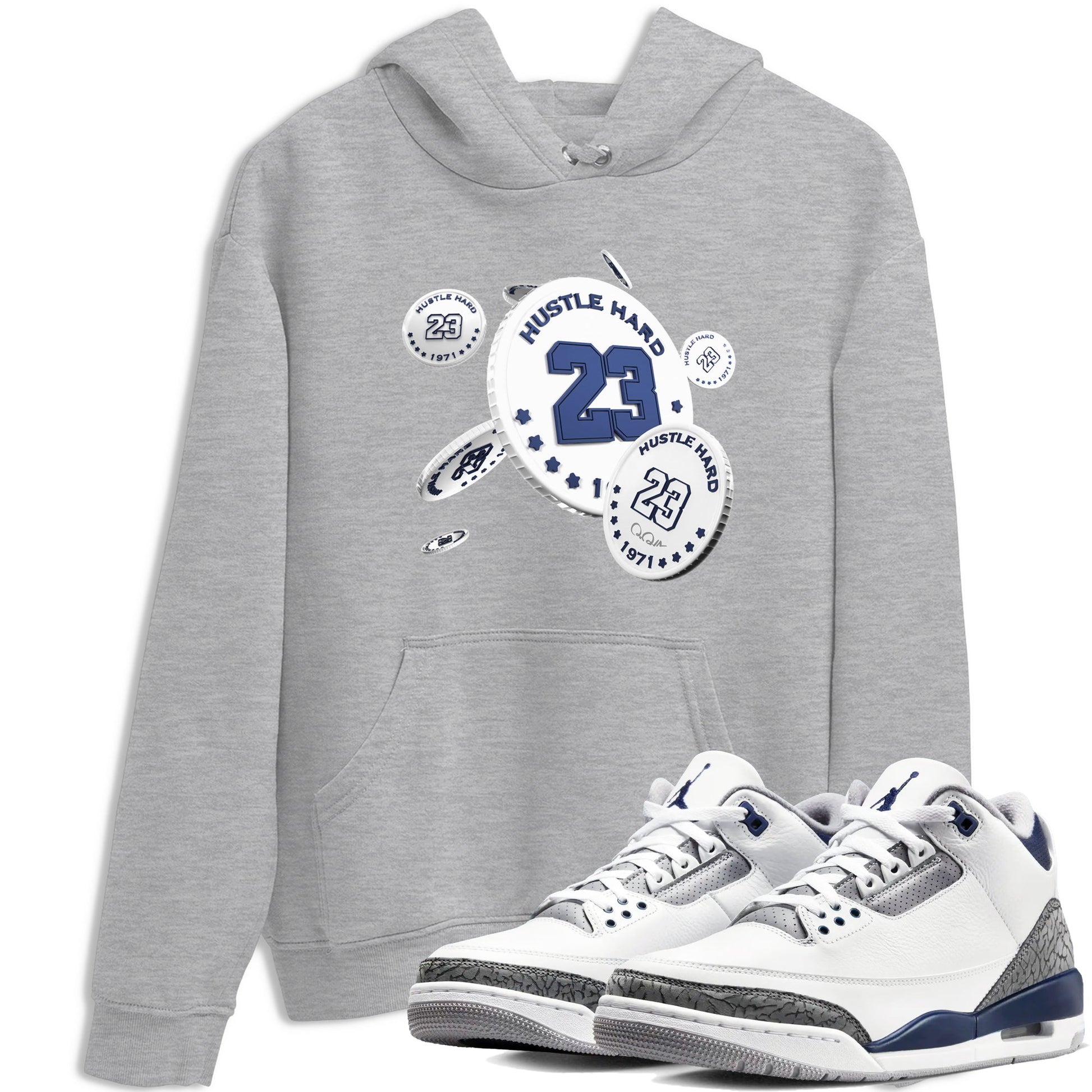3s Midnight Navy shirt to match jordans Coin Drop sneaker tees AJ3 Midnight Navy SNRT Sneaker Release Tees unisex cotton Heather Grey 1 crew neck shirt