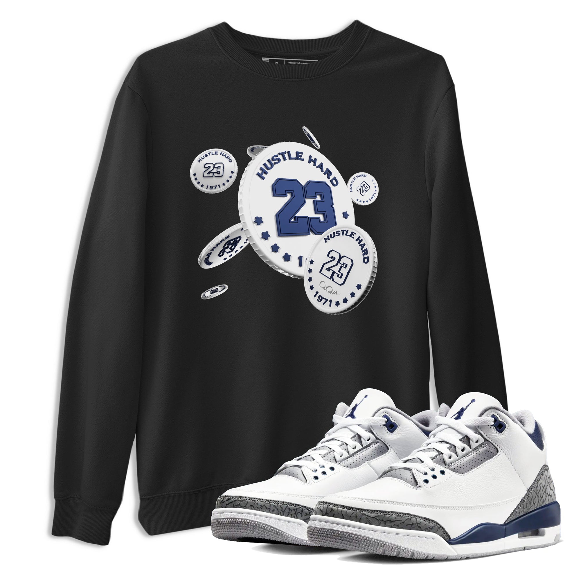 3s Midnight Navy shirt to match jordans Coin Drop sneaker tees AJ3 Midnight Navy SNRT Sneaker Release Tees unisex cotton Black 1 crew neck shirt