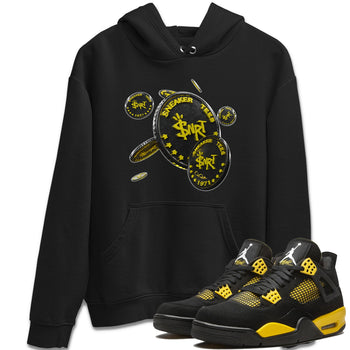 Air Jordan 4 Thunder Sneaker Match Tees Coin Drop Sneaker Tees AJ4 Thunder Jumpman Sneaker Release Tees Unisex Shirts Black 1